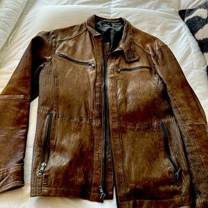 Kenneth Cole New York Mens Motorcycle Jacket - Gray Size Small